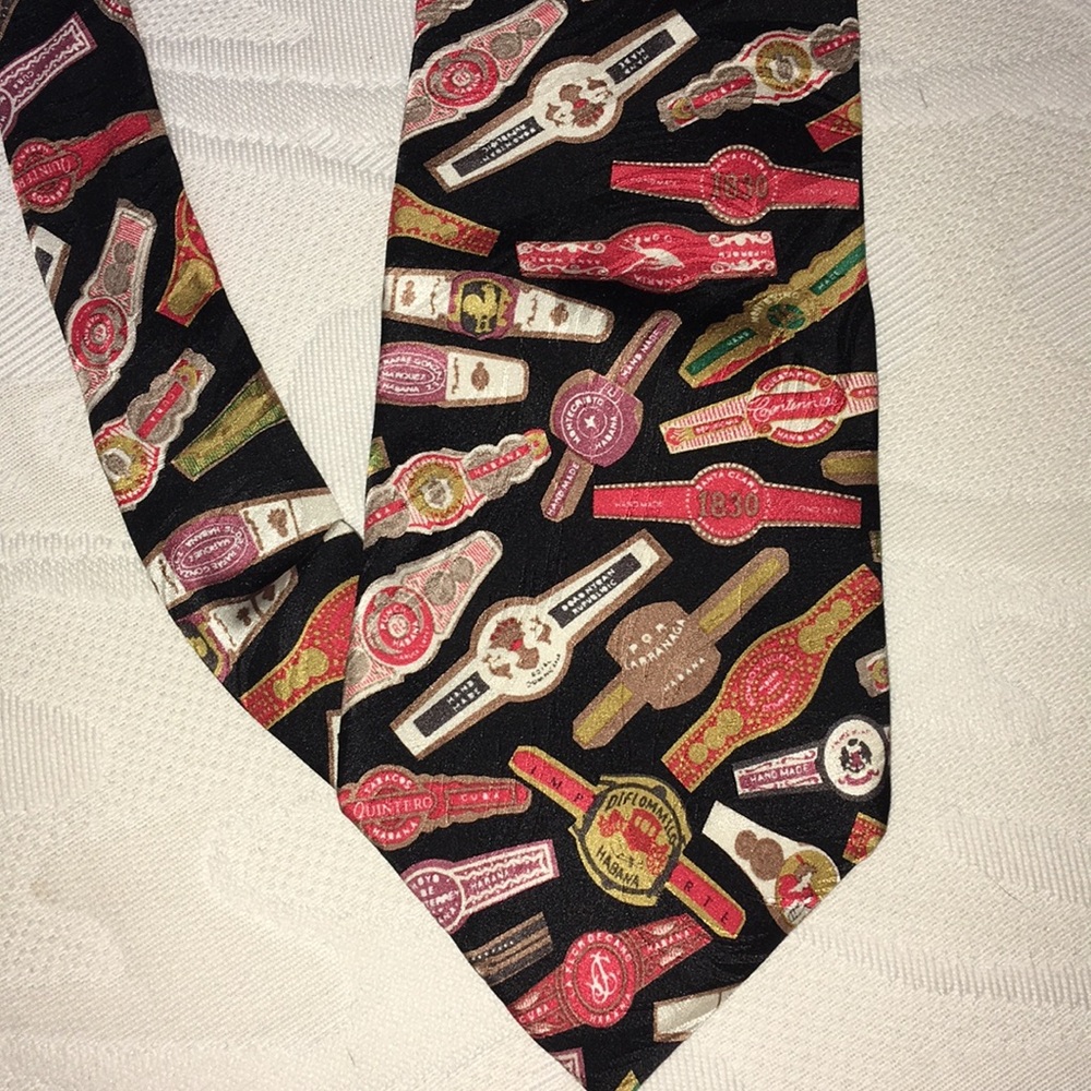 Men’s Cigar Label  Neck Tie 100% Silk  Vintage